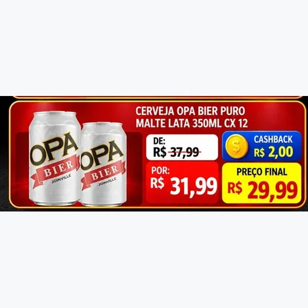 Recorte do encarte de Cerveja Puro Malte Opa Bier 12 un × 350 ml