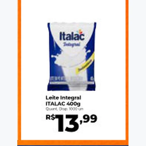 Recorte do encarte de Leite Integral Italac 400 g