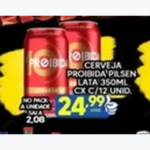 Recorte do encarte de Cerveja Pilsen Proibida 12 un × 350 ml