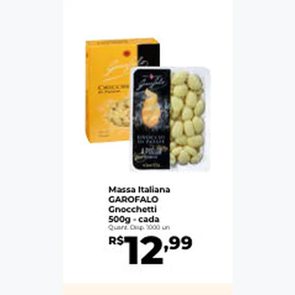 Recorte do encarte de Massa Italiana Gnocchetti GAROFALO 500 g