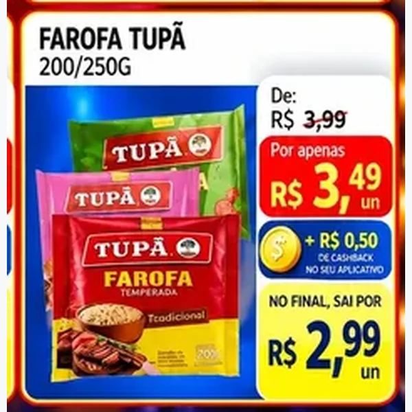Recorte do encarte de Farofa Temperada Tupã 200 g