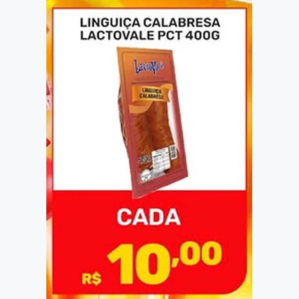 Recorte do encarte de Linguiça Calabresa Lactovale 400 g
