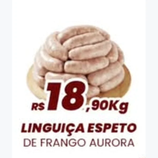 Recorte do encarte de Linguiça Espeto de Frango Aurora