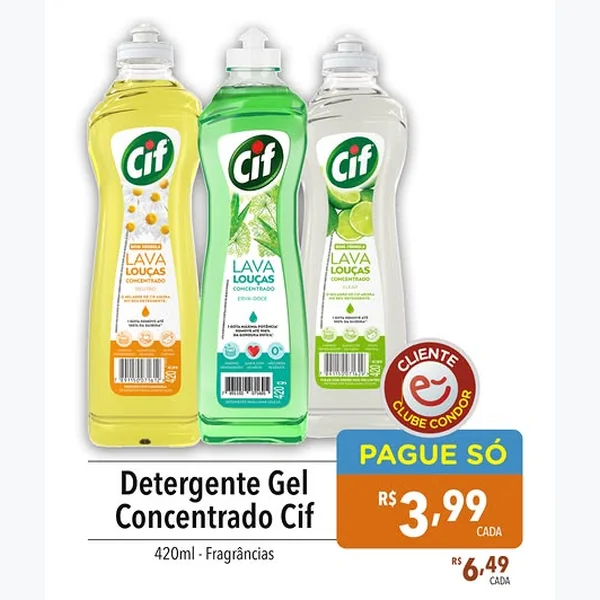 Recorte do encarte de Detergente Gel Concentrado Cif 420 ml