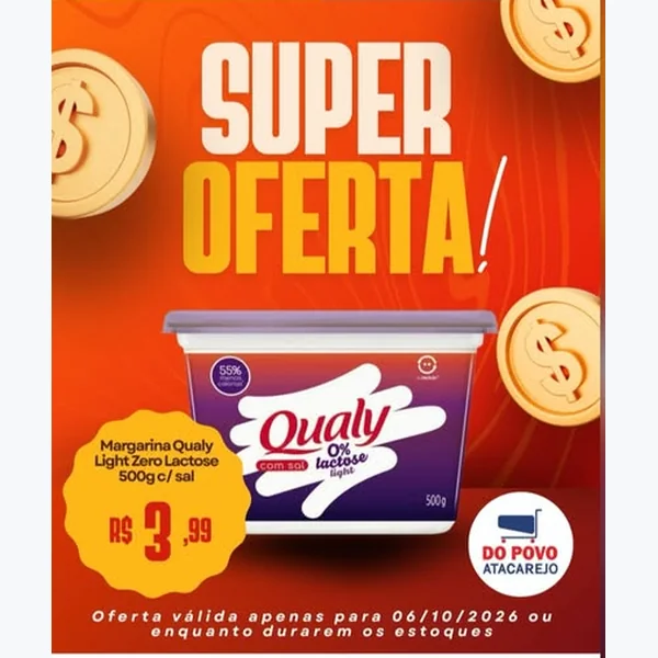 Recorte do encarte de Margarina Light Zero Lactose com Sal Qualy 500 g