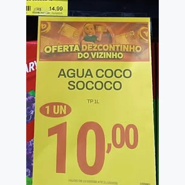 Recorte do encarte de Água de Coco Integral Sococo 1 L