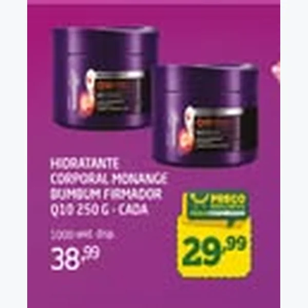 Recorte do encarte de Hidratante Corporal Bumbum Firmador Q10 Monange 250 g