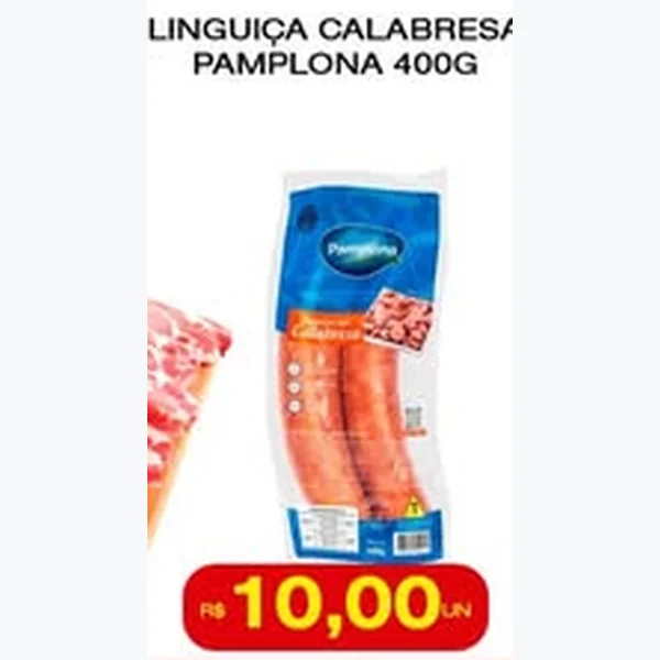 Recorte do encarte de Linguica Calabresa Pamplona 400 g