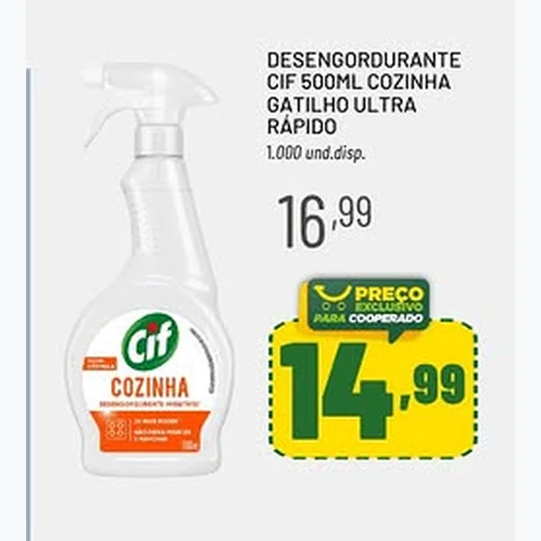 Recorte do encarte de Desengordurante Cozinha Gatilho Ultra Rápido Cif 500 ml