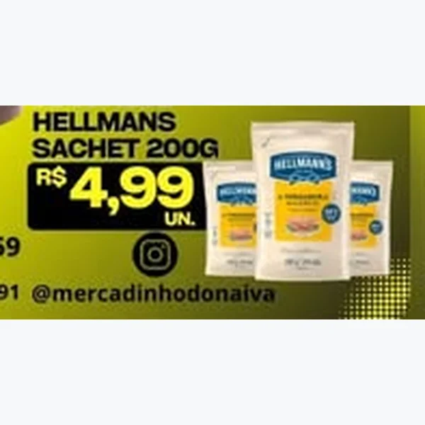 Recorte do encarte de Maionese Sachet Hellmans 200 g