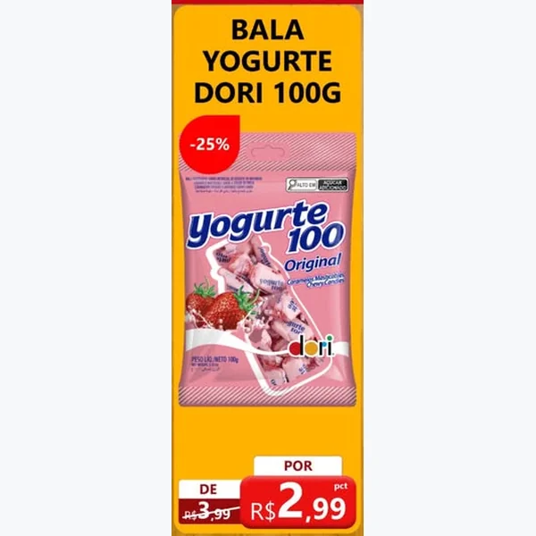 Recorte do encarte de Bala Yogurte Dori 100 g
