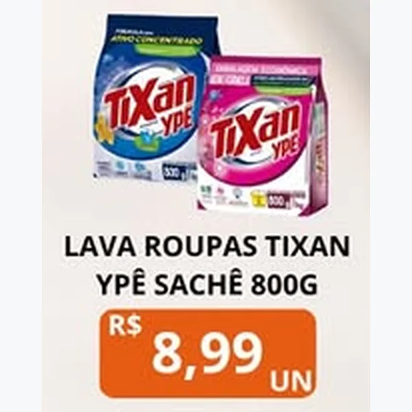 Lava Roupas Sachê Tixan Ypê 800 g