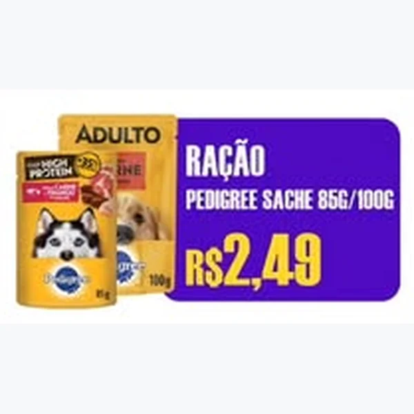 Recorte do encarte de Ração Sachê Pedigree 85 g