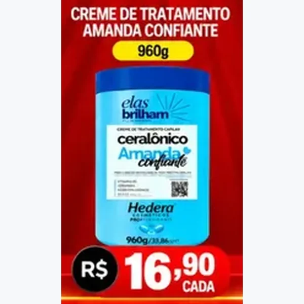 Recorte do encarte de Creme de Tratamento Ceralônico Elas Brilham 960 g