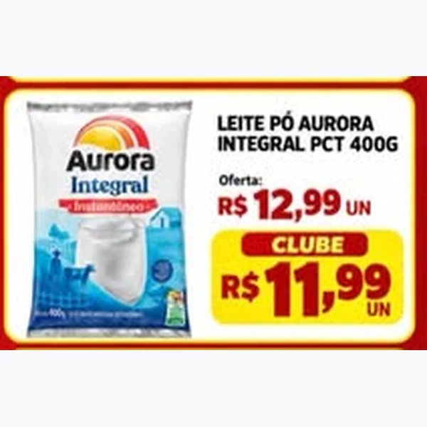 Recorte do encarte de Leite em Pó Integral Aurora 400 g