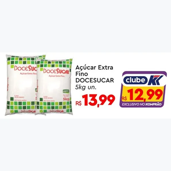 Recorte do encarte de Açúcar Extra Fino DOCESUCAR 5 kg