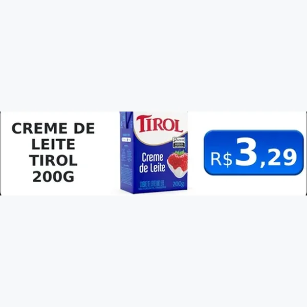 Recorte do encarte de Creme de Leite Tirol 200 g