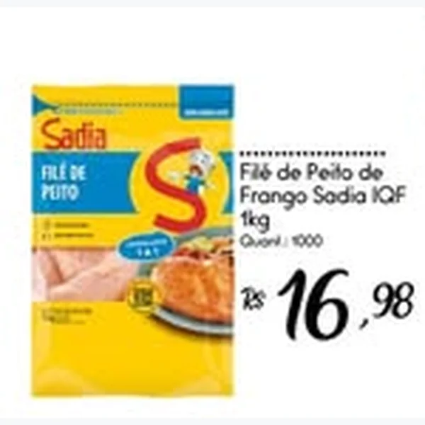 Recorte do encarte de Filé de Peito de Frango Iqf Sadia 1 kg