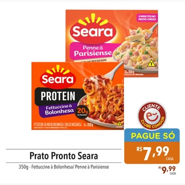 Prato Pronto Penne À Parisiense Seara 350 g