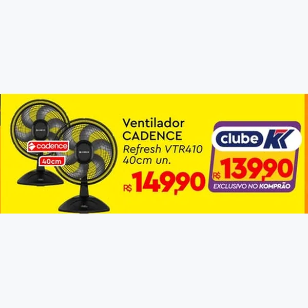 Recorte do encarte de Ventilador Refresh Vtr410 CADENCE