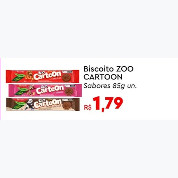 Recorte do encarte de Biscoito Zoo Cartoon Parati 85 g