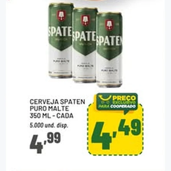 Recorte do encarte de Cerveja Puro Malte Spaten 350 ml