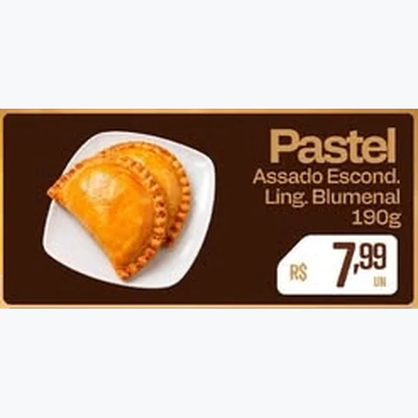 Recorte do encarte de Pastel Assado Escondidinho Linguiça Blumenau 190 g