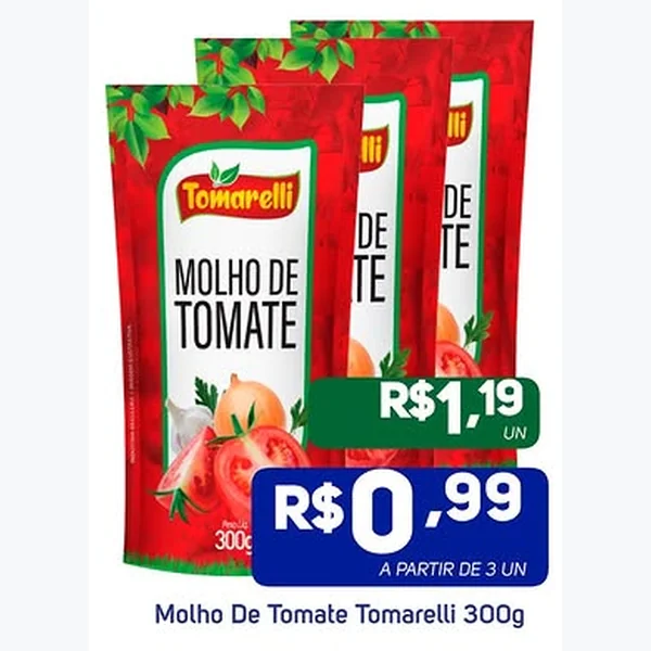 Recorte do encarte de Molho de Tomate Tomarelli 300 g