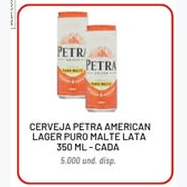 Recorte do encarte de Cerveja American Lager Puro Malte Petra 350 ml