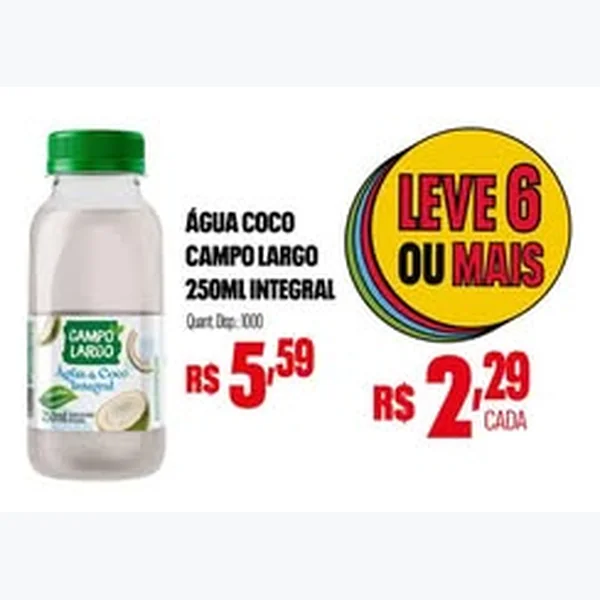 Recorte do encarte de Água de Coco Integral Campo Largo 250 ml