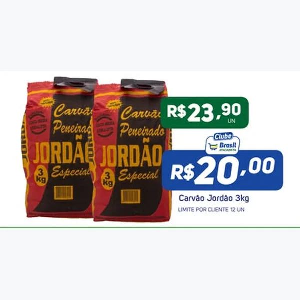 Carvão Peneirado Especial Jordão 3 kg