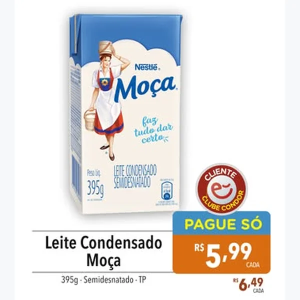 Leite Condensado Semidesnatado Moça 395 g