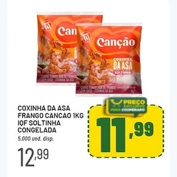 Coxinha da Asa Frango Iqf Soltinha Congelada Canção 1 kg