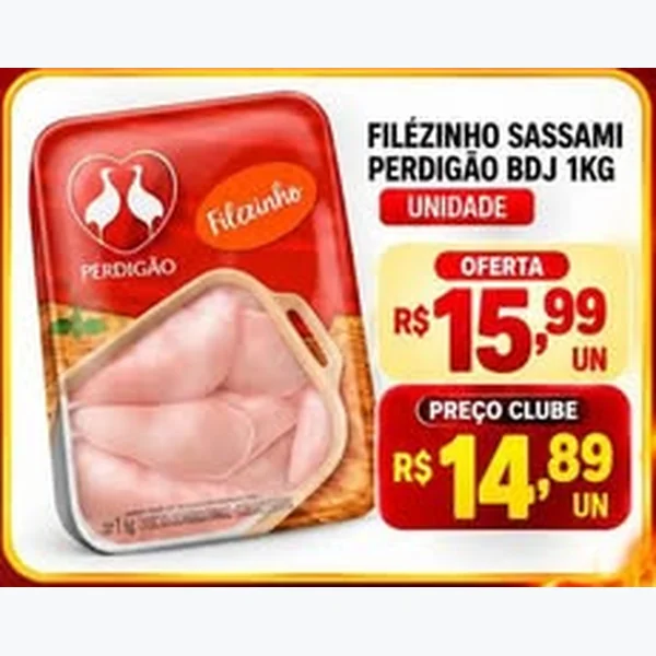Recorte do encarte de Filézinho Sassami Perdigão 1 kg