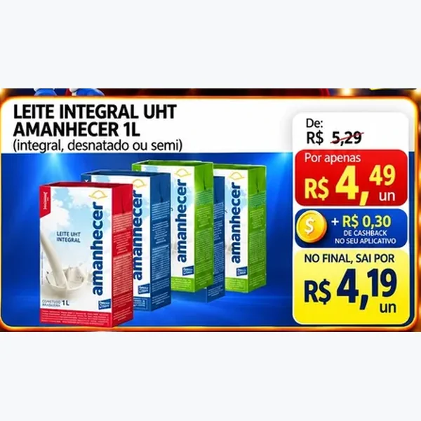 Recorte do encarte de Leite Uht Amanhecer 1 L