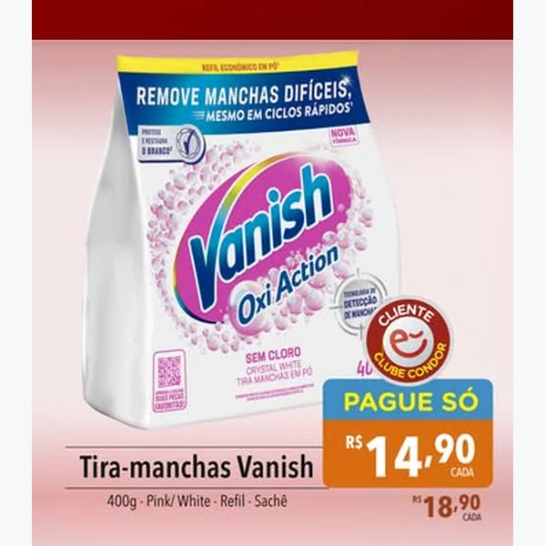 Recorte do encarte de Tira-manchas Oxi Action Vanish 400 g