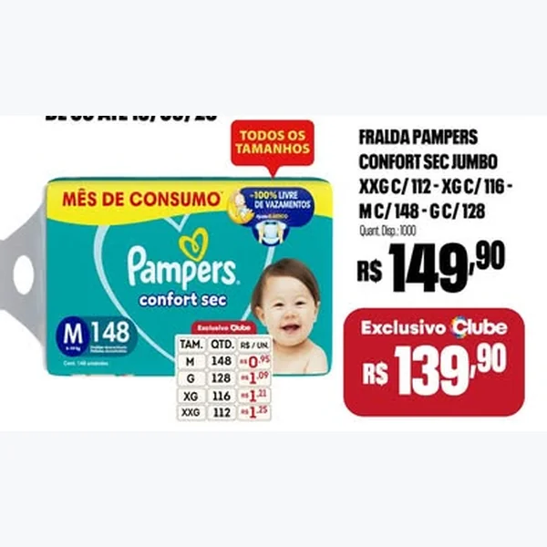 Fralda Confort Sec Jumbo Pampers