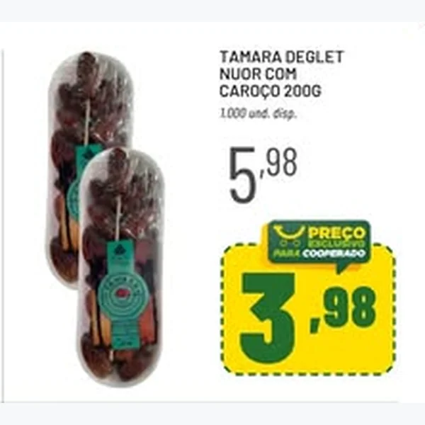 Tâmara Deglet Nuor com Caroço 200 g