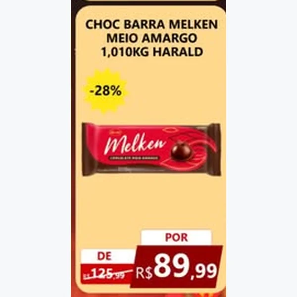 Chocolate Barra Meio Amargo Harald Melken 1,01 kg