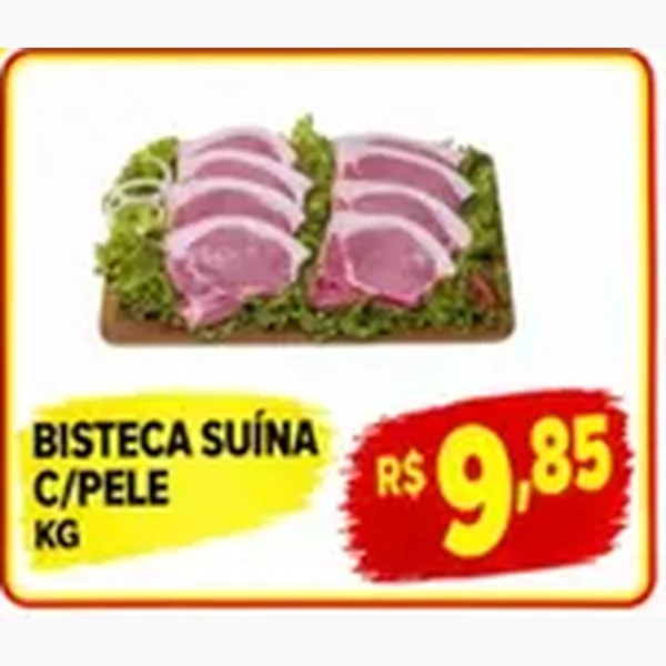 Recorte do encarte de Bisteca Suína C/pele
