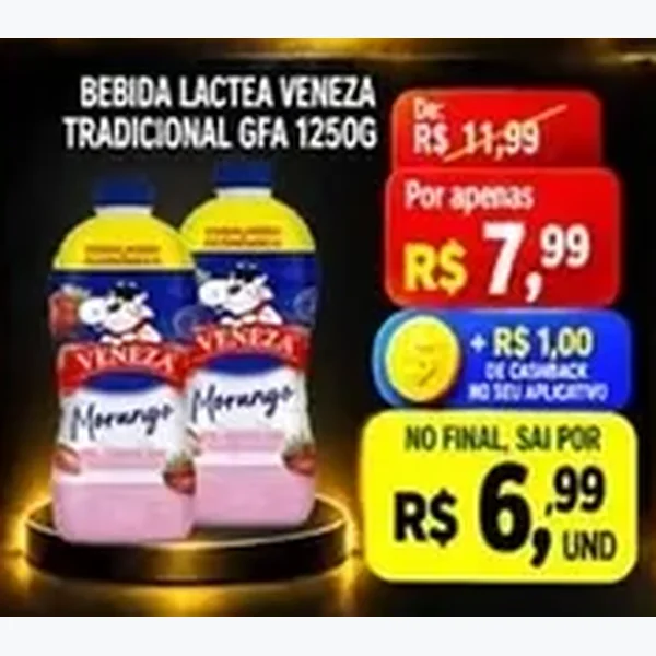 Recorte do encarte de Bebida Láctea Tradicional Veneza 1250 g