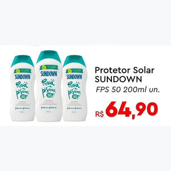 Recorte do encarte de Protetor Solar Praia e Piscina Fps 50 Sundown 200 ml