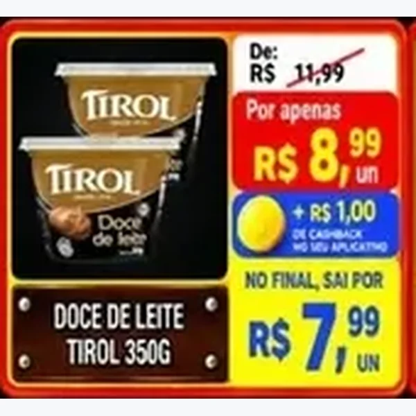 Recorte do encarte de Doce de Leite Tirol 350 g