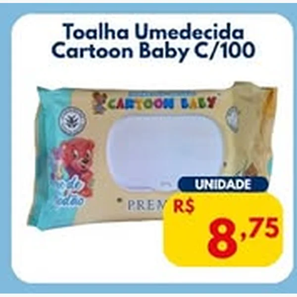 Recorte do encarte de Toalha Umedecida Cartoon Baby 100 un