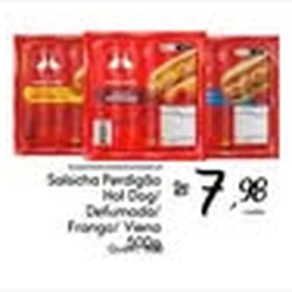Recorte do encarte de Salsicha Hot Dog Perdigão 500 g