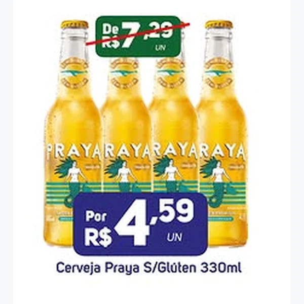 Recorte do encarte de Cerveja S/glúten Praya 330 ml