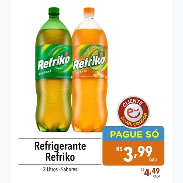 Recorte do encarte de Refrigerante Laranja Refriko 2 L