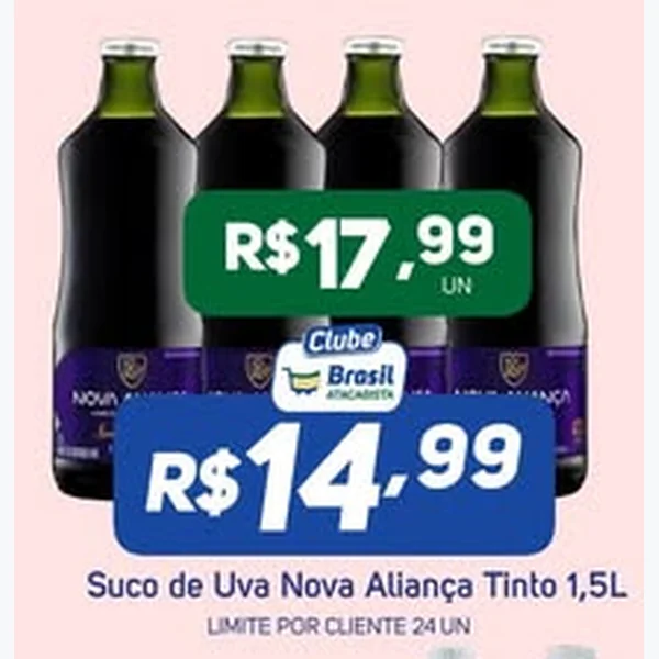 Recorte do encarte de Suco de Uva Tinto Nova Aliança 1,5 L