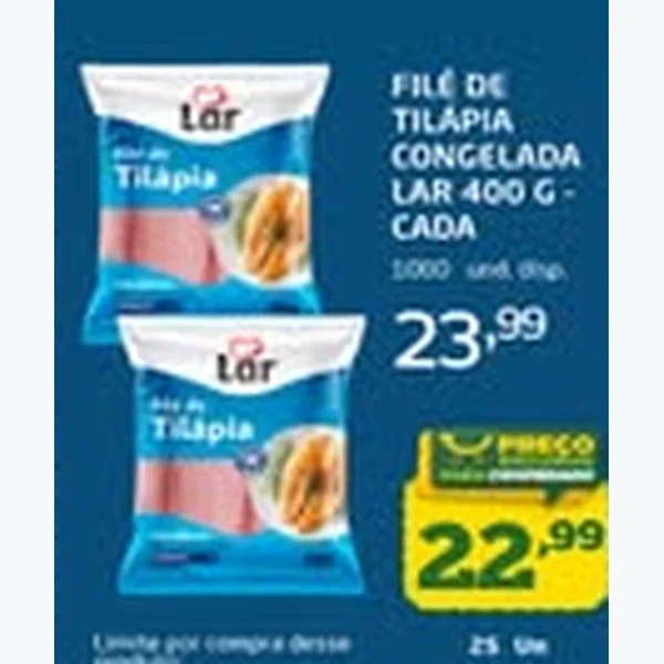 Filé de Tilápia Congelado Lar 400 g