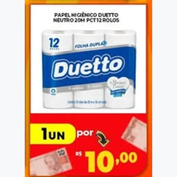 Recorte do encarte de Papel Higiênico Neutro Duetto 12 un × 20 un